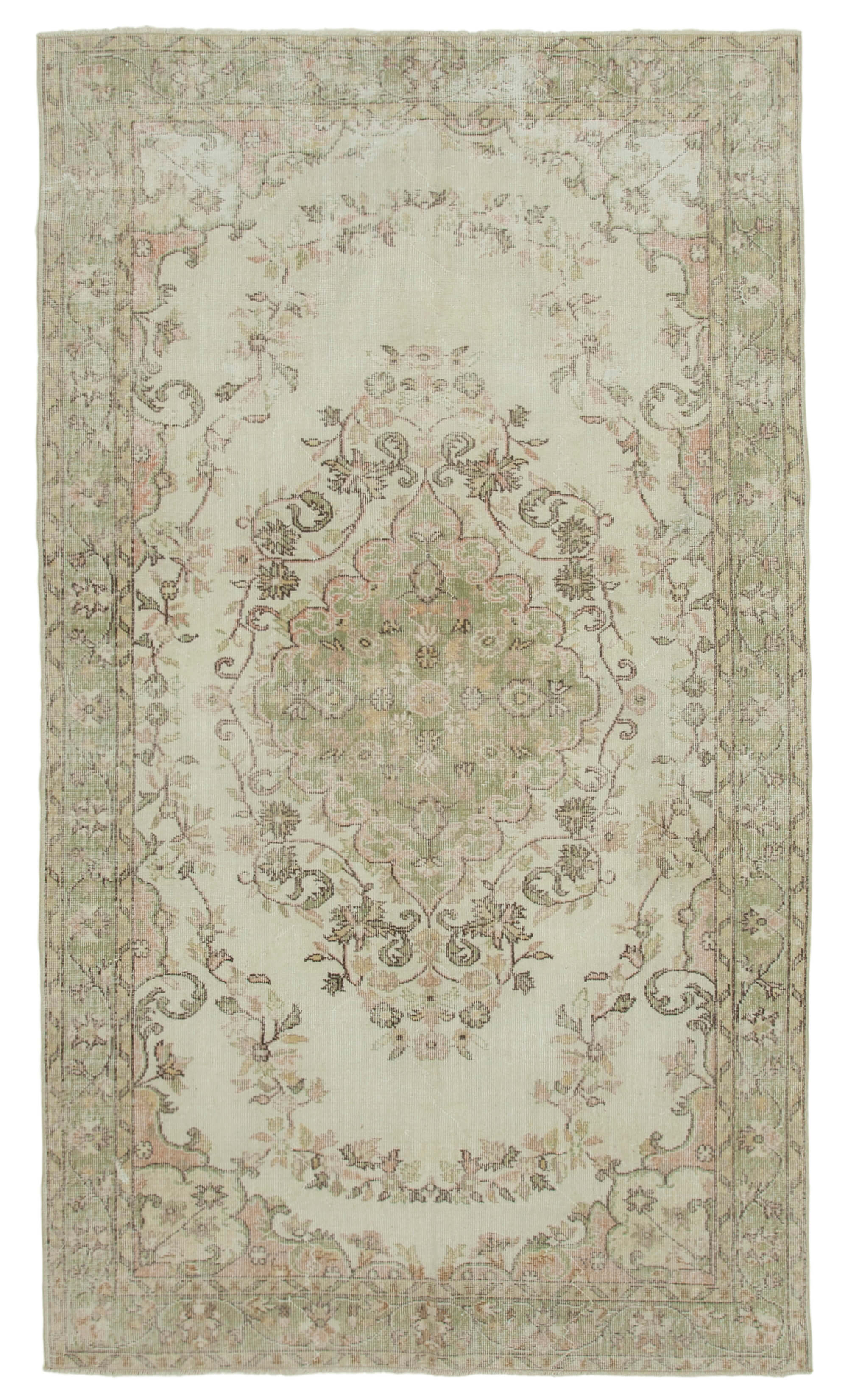 Turkish hand-knotted decorative 1970s beige carpet 170 cm x 295 cm