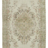 Turkish hand-knotted decorative 1970s beige carpet 170 cm x 295 cm