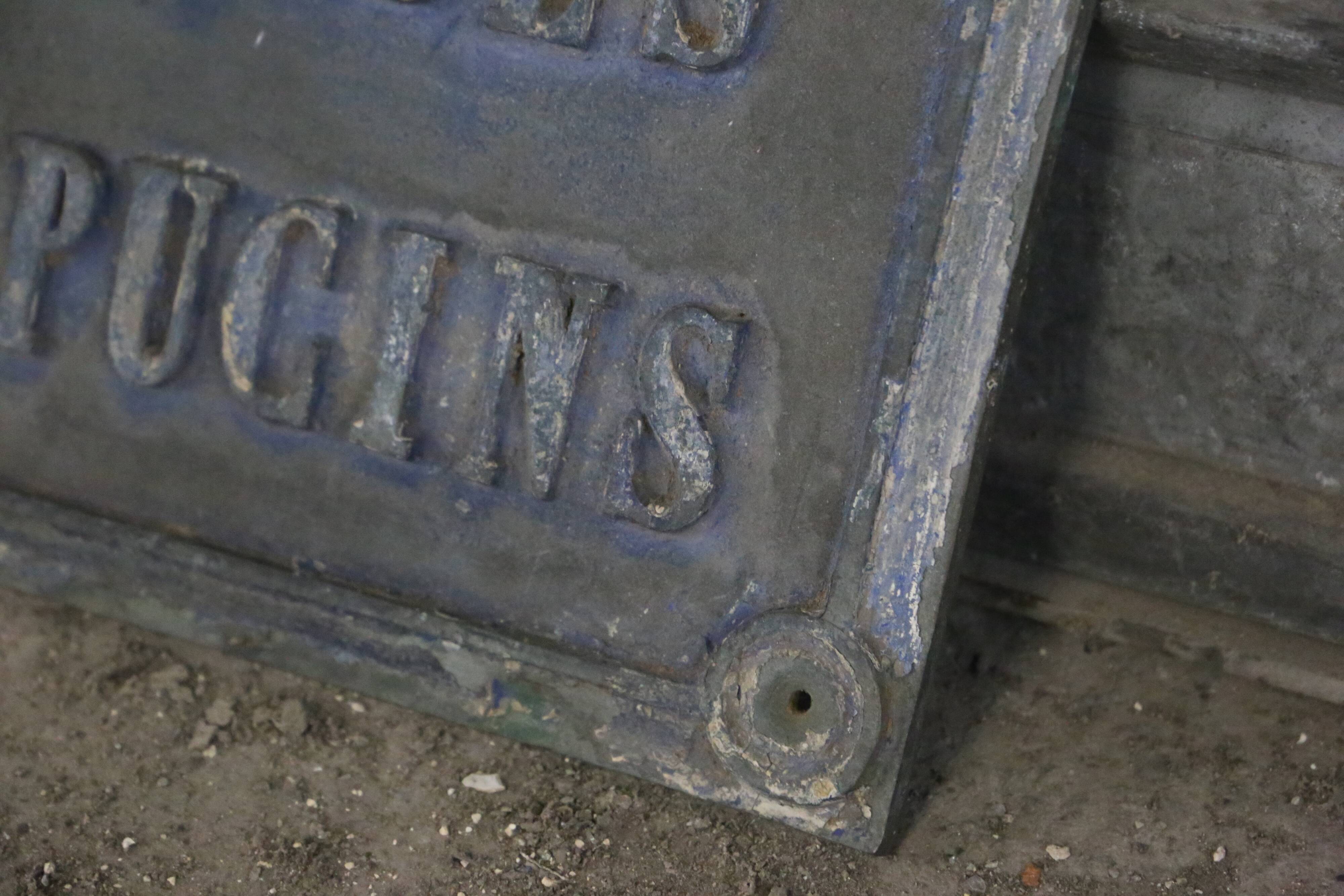 Antique street sign, cast iron, 19th century