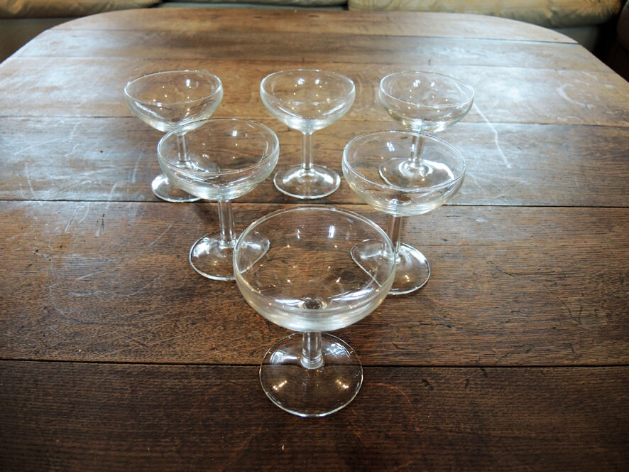 Lot of 6 Old Glass Champagne Cups