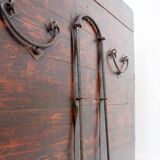 Ancient Japanese chest made of wood and iron.