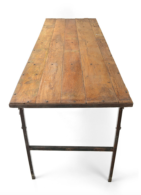 Teak and metal folding table