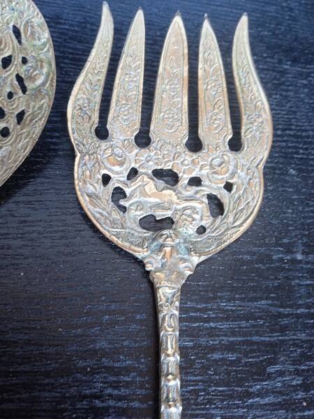 Ugo Bellini Vintage Silver Plated Bronze Cutlery / Serving Tongs