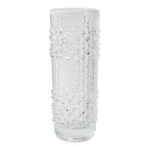 Vase vintage en verre pressé transparent, CandleWax Design, République tchèque, 1972