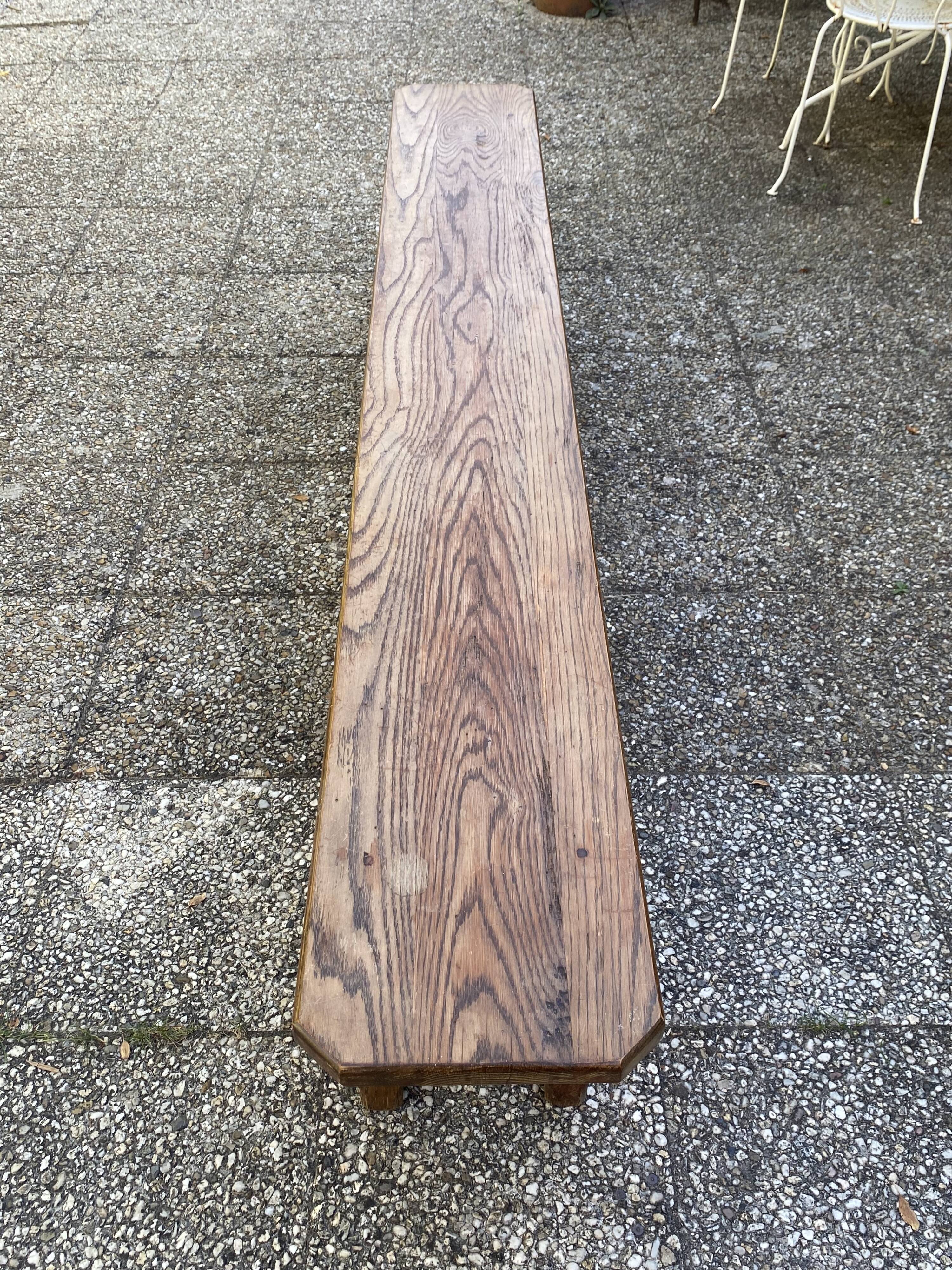 Solid oak farmhouse bench 220cm for rustic farmhouse table 1950