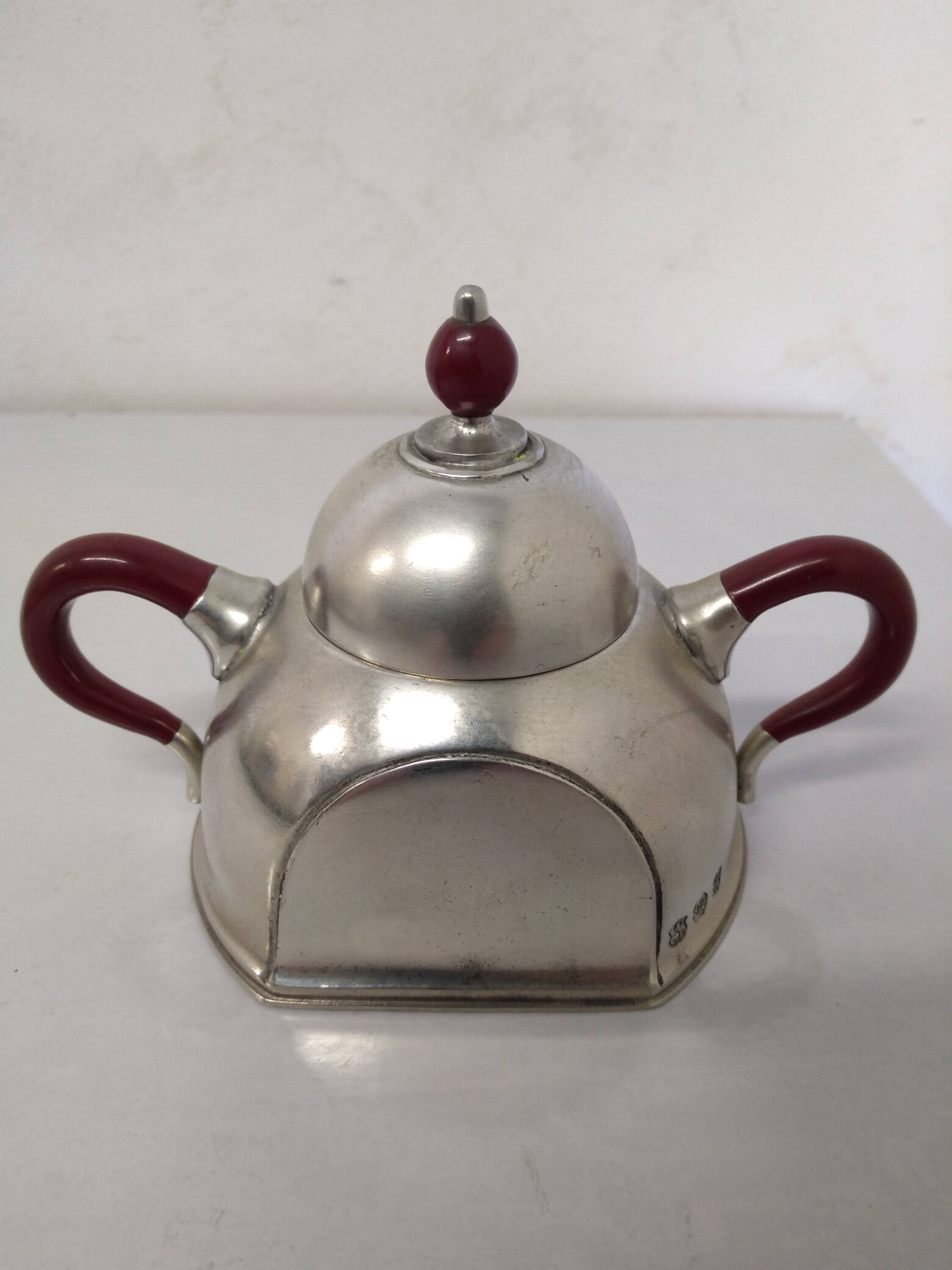 Cosi Tabellini Century 24 Pewter And Red Bakelite Tea And Coffee Service
