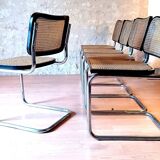 Set of 5 B32 Cesca chairs black lacquer by Marcel Breuer 80s Made in Italy