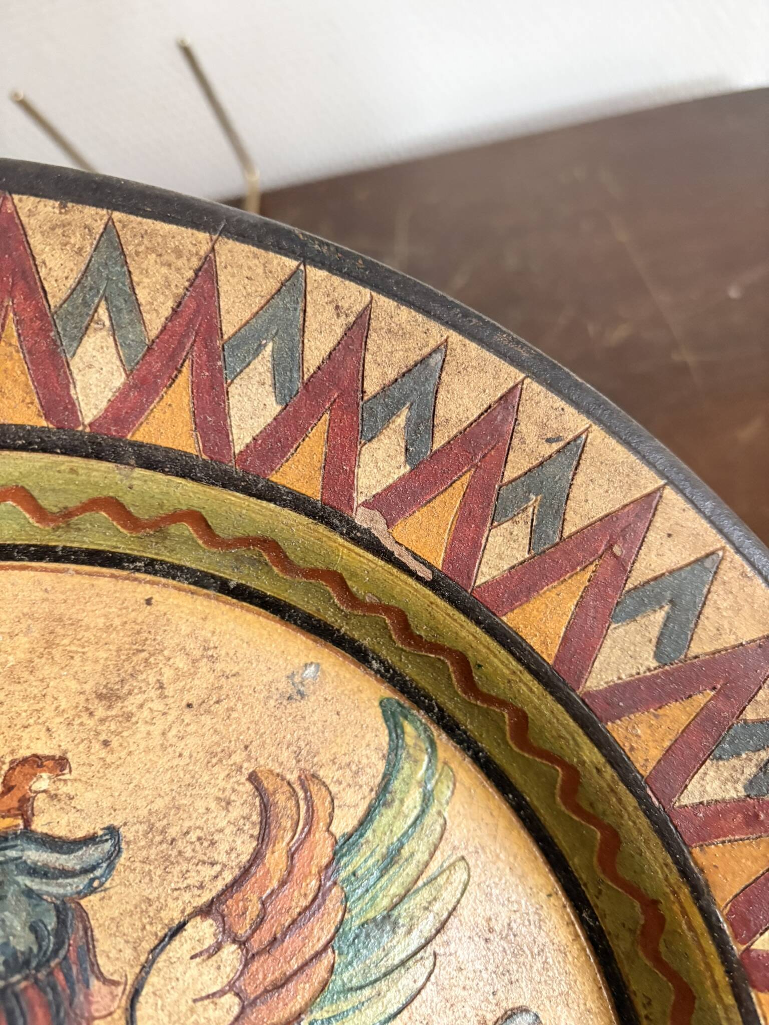 Mural Plate Montopoli Arno Italy 1930 Crowned Griffin Tuscan Majolica
