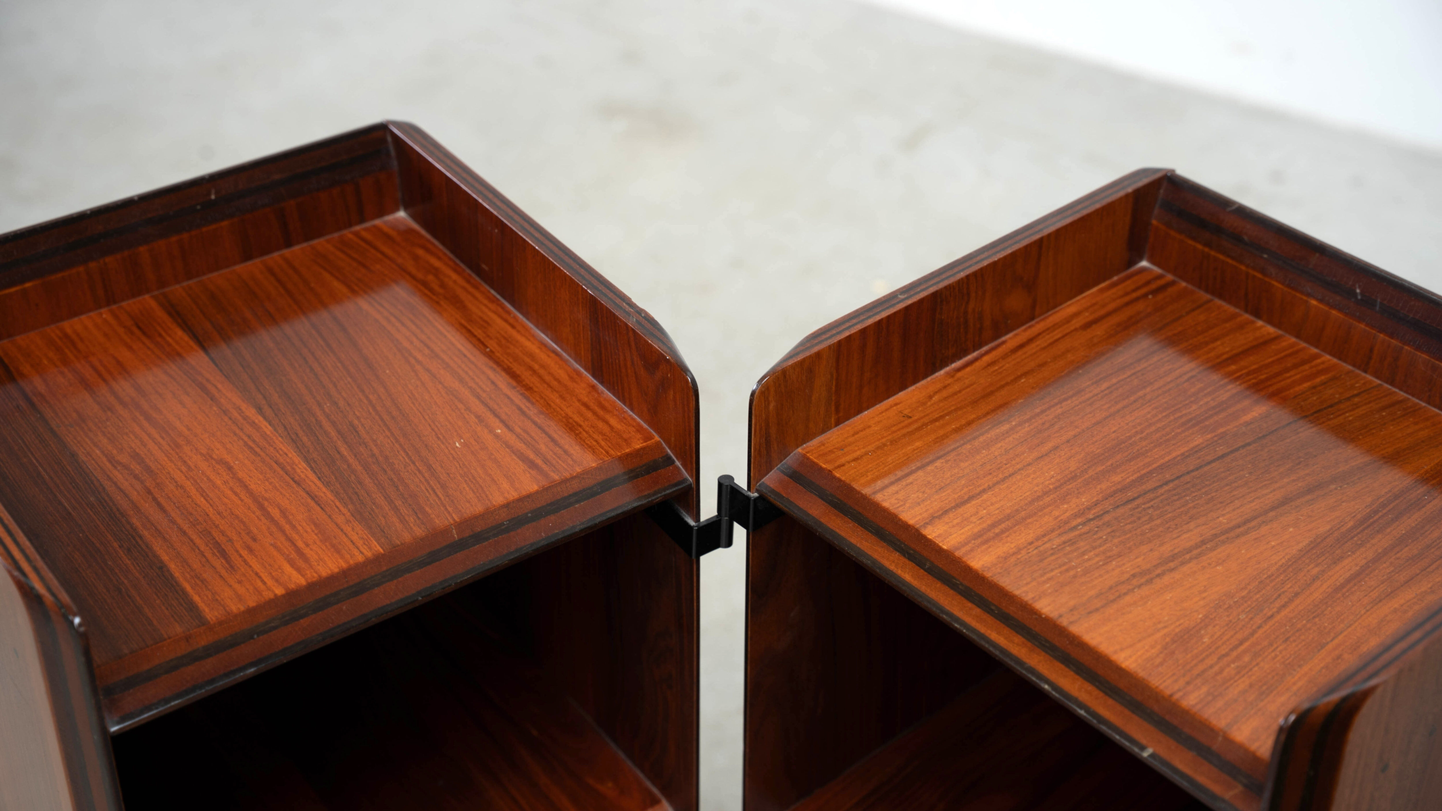 Rare rosewood side cabinets Afra Tobia Scarpa for Maxalto