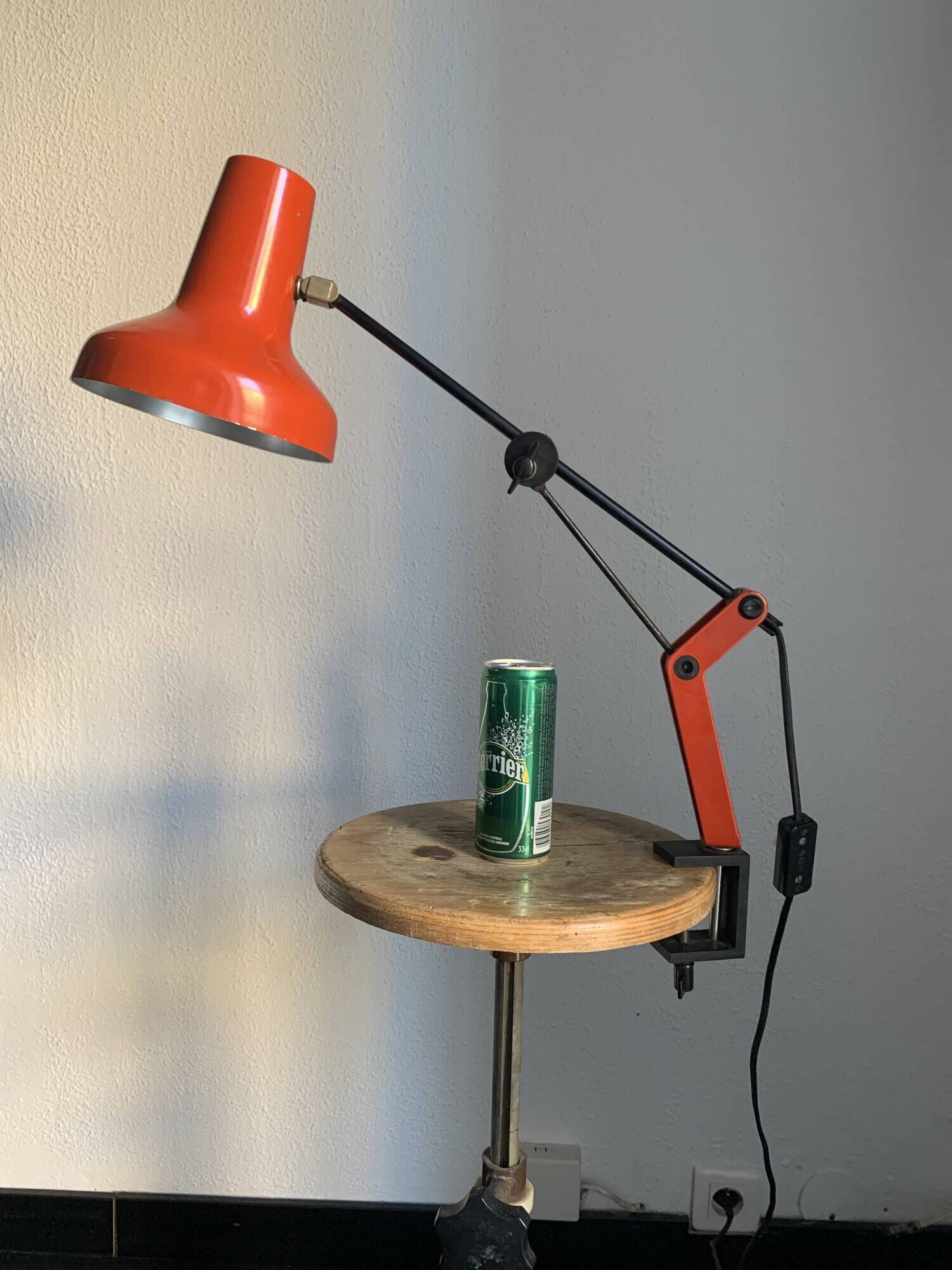 Vintage 1970s architect's desk lamp RDA (DDR - GDR) red - 50 cm