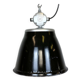 Industrial black enamel factory pendant lamp, 1960s