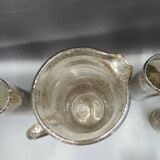 6-piece orangeade set in blown and bubbled gray glass