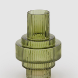Vase en verre strié vert 23cm