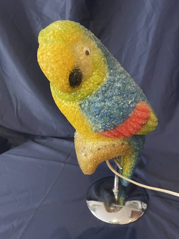 Lampe vintage perroquet plastique souple et chrome lampe a poser lampe exotique