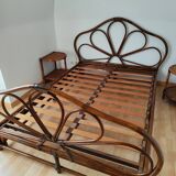 Rattan bed and bedside tables