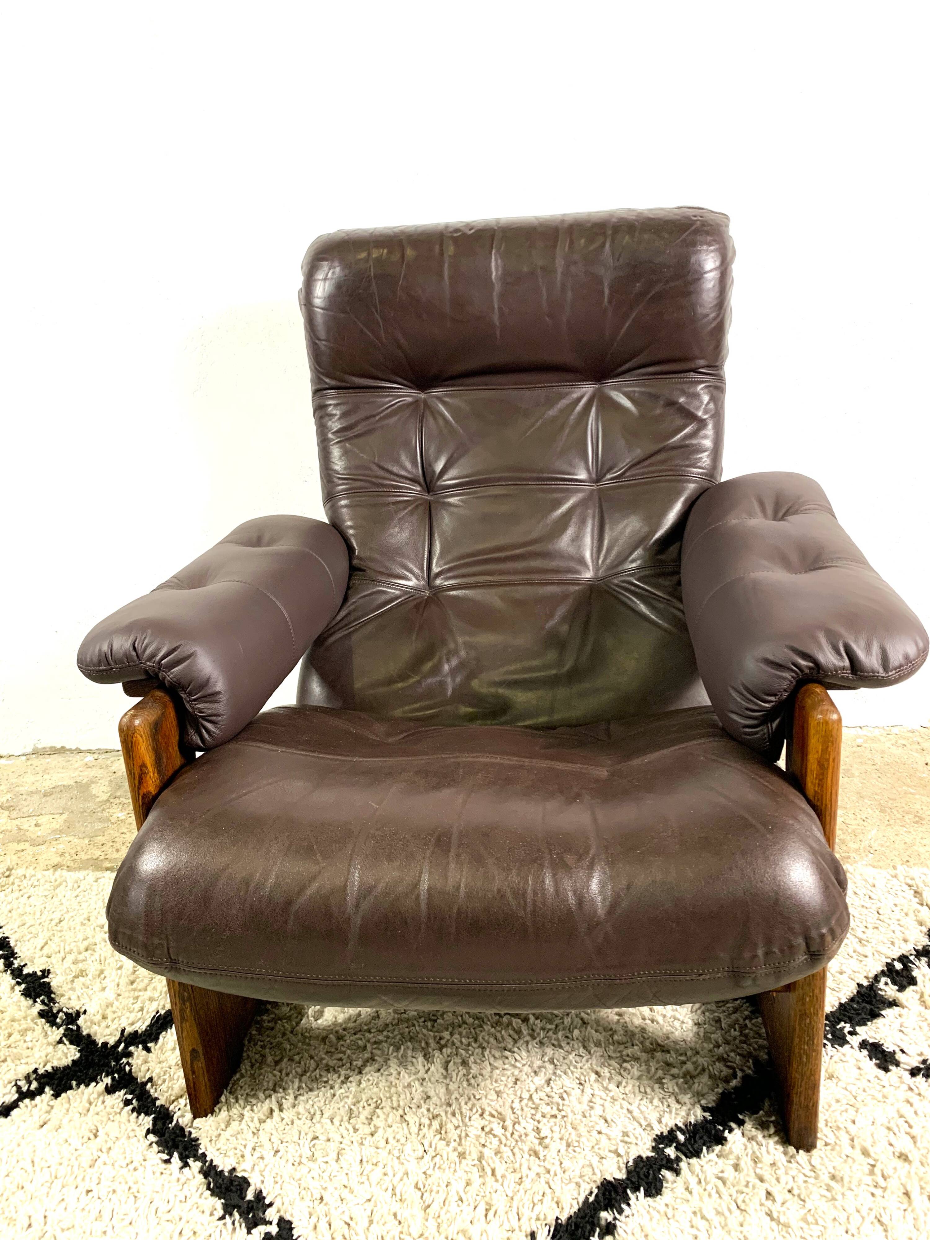 Wenge & Leather Lounge Armchair By Coja, 1981