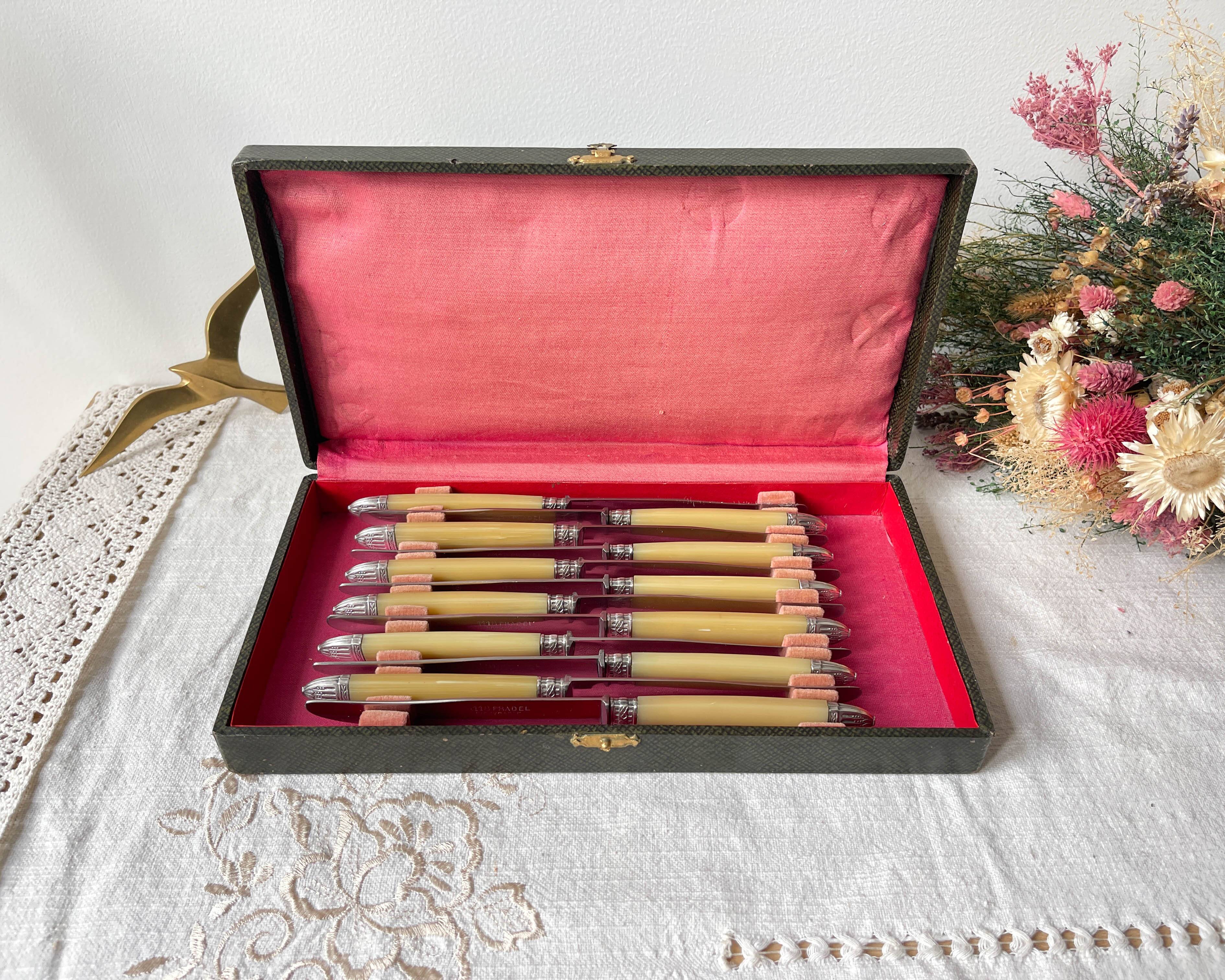 12 couteaux vintage bakélite Inox Pradel
