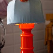 Orange and blue ceramic table lamp with velvet, Italy, 1960s