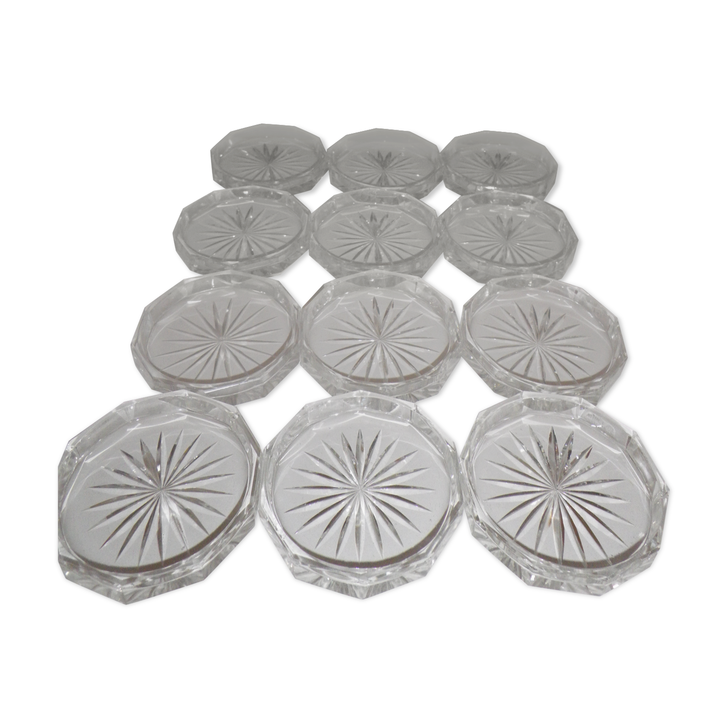 12 under crystal glasses in their original box 1950