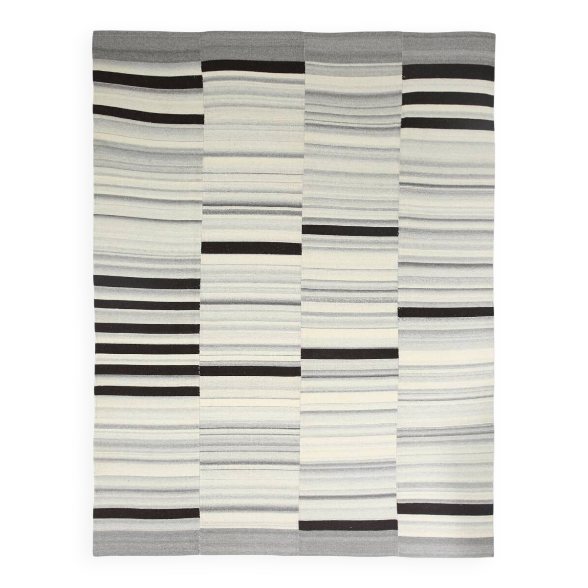 10x13 Kilim Gray, Beige, Black Modern Turkish Kilim Rug, 294x384Cm