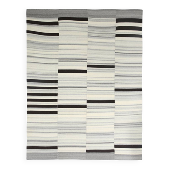 10x13 Kilim Gray, Beige, Black Modern Turkish Kilim Rug, 294x384Cm