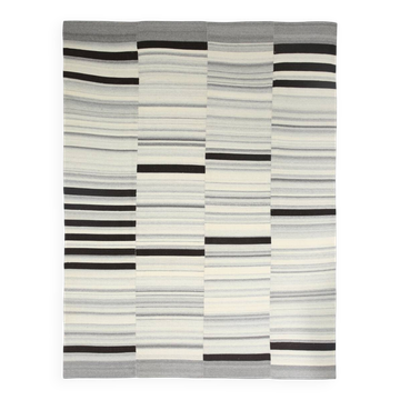 10x13 Kilim Gray, Beige, Black Modern Turkish Kilim Rug, 294x384Cm