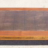 Adjustable dining room table adjustable in teck and copper, denmark, 1950