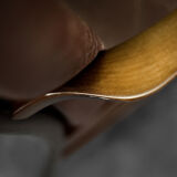 Vintage mid-century danish modern beech & brown leather armchair from farstrup møbler, 1970s