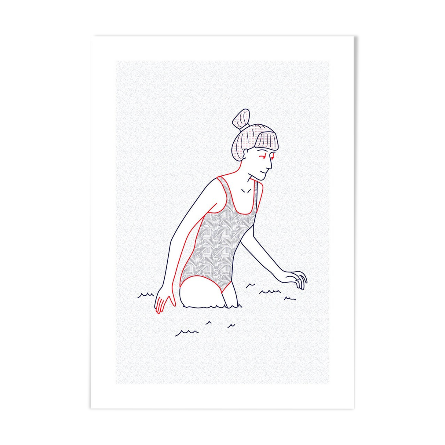 Illustration A4 naiade no. 1/8 brittany bather sea