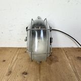 Industrial brown bakelite wall light with frosted glass, 1960s
