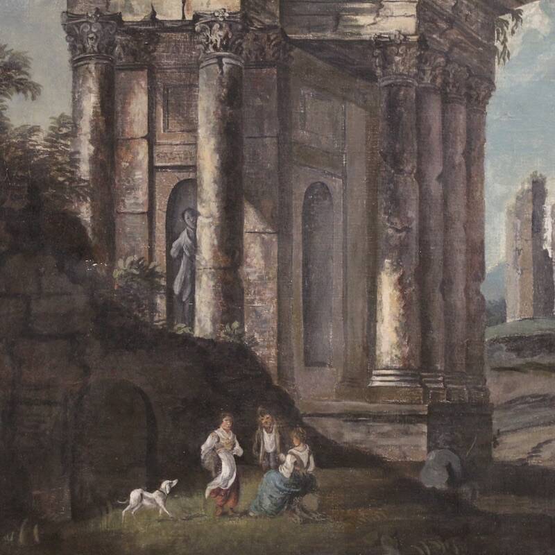 Peinture capriccio architecturale italienne du 20e siècle
