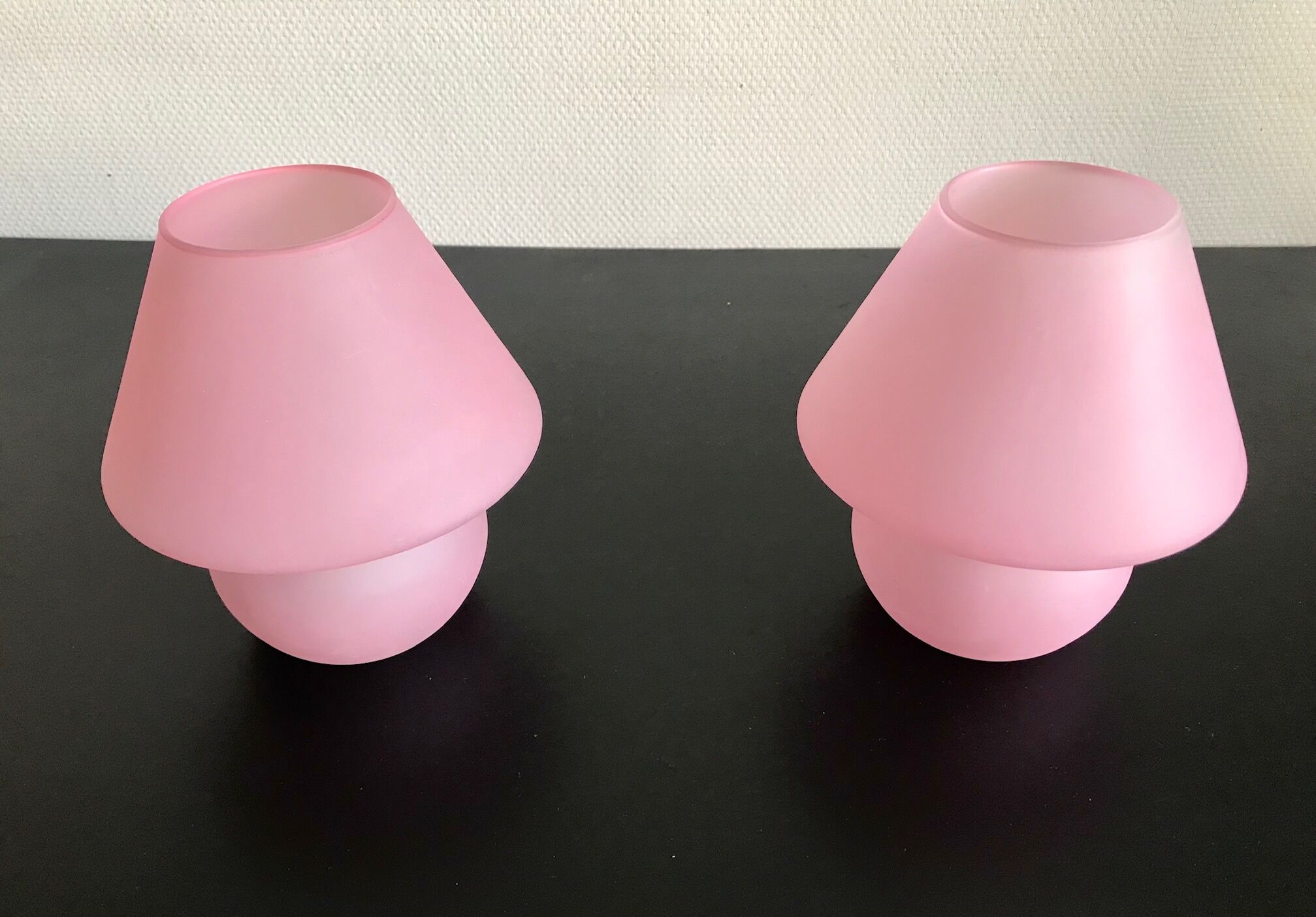 Pair of glass mushroom lamps