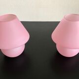 Paire de lampes champignon en verre
