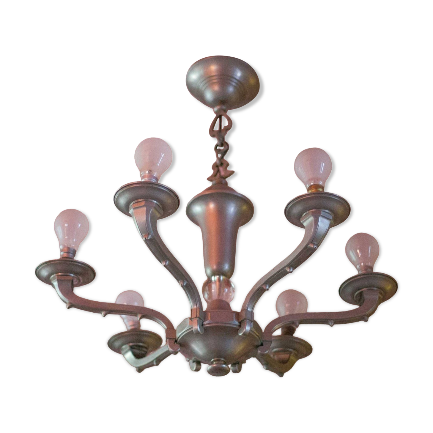 vintage 6-light chandelier, vintage suspension, ceiling lamp, interior decor