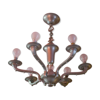 vintage 6-light chandelier, vintage suspension, ceiling lamp, interior decor