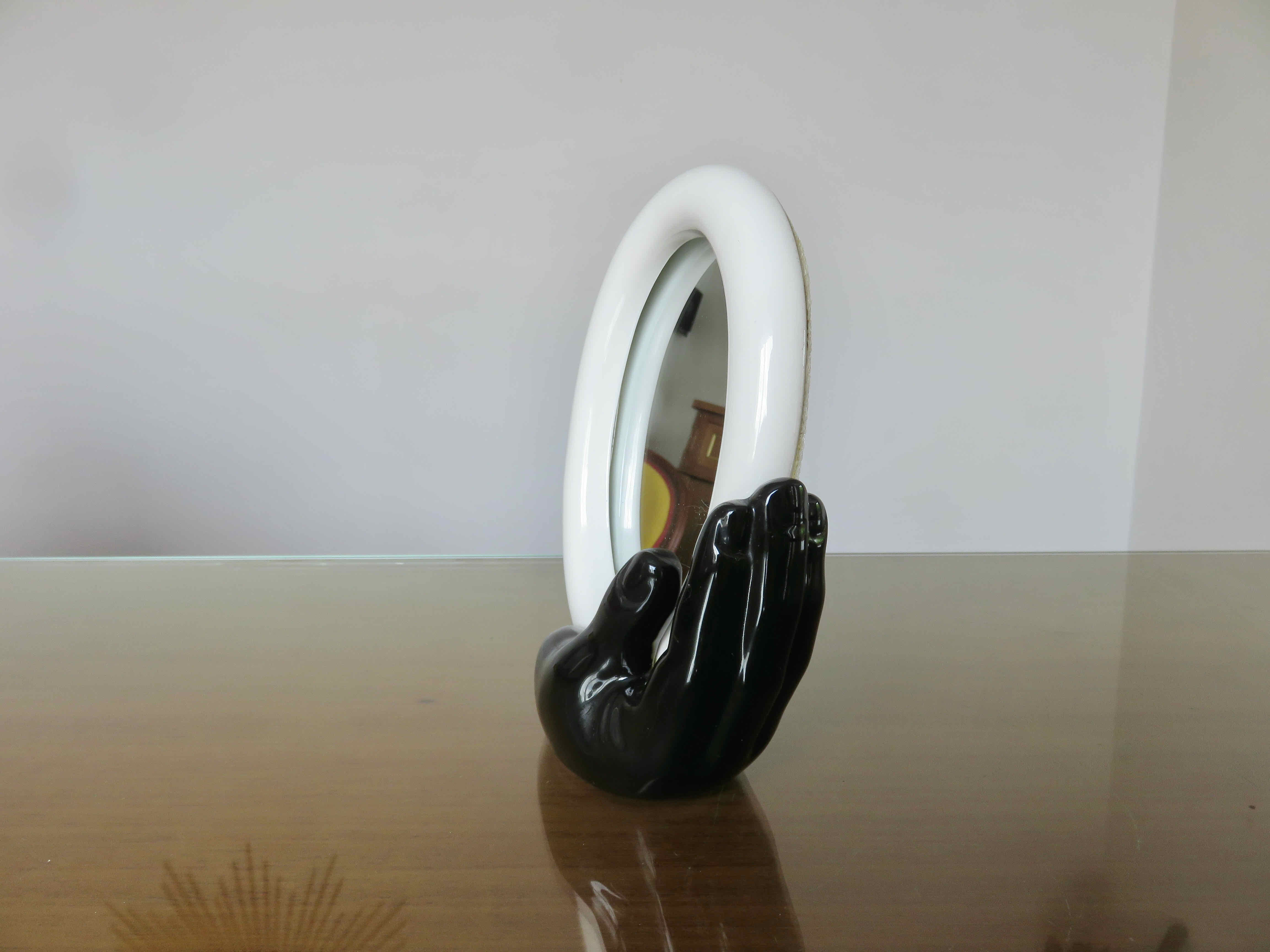 Ceramic mirror "hand holding mirror" 1980