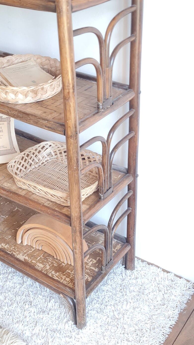 Vintage rattan library from the 70s