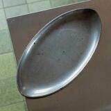 Oval vintage pewter tray by Just Andersen - silver-gray metal, Art Deco Denmark 1930s