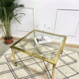 Brass coffee table glass tray