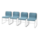 Set of 4 vintage metal and blue fabric chairs, 1970s modernist