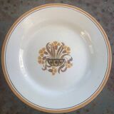 8 flat plates, Carnation model, art deco, CREIL ET MONTEREAU, floral pattern, old