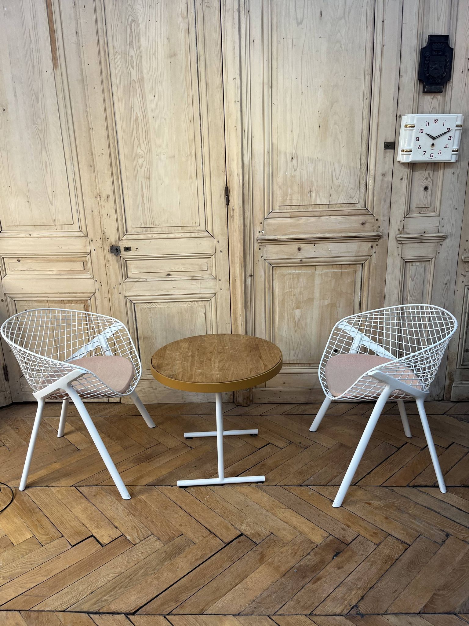 Kobi chair pair by alias + boma side table by kettal