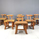 Set of 6 sculptural brutalist dining chairs, 1960s
