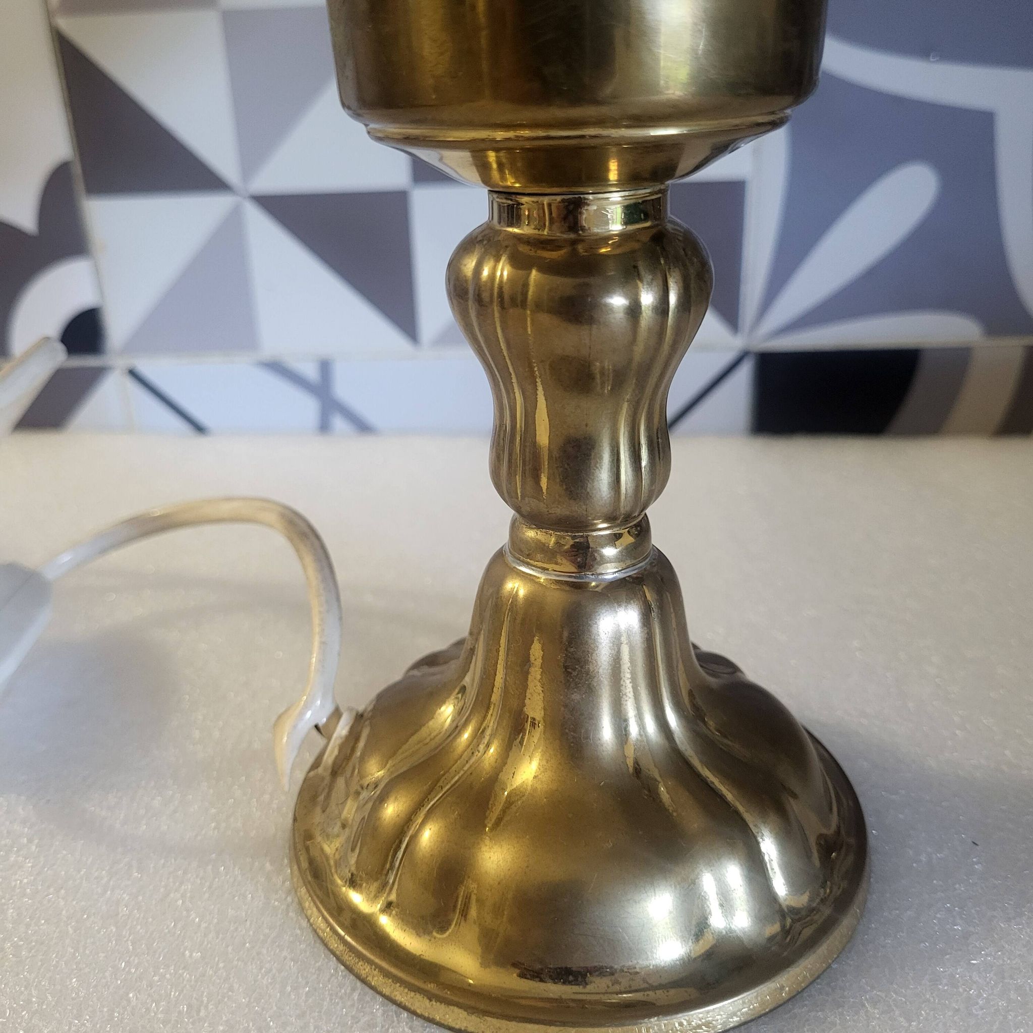 Lampe globe oeuf craquelé à poser, vintage, 1960-70