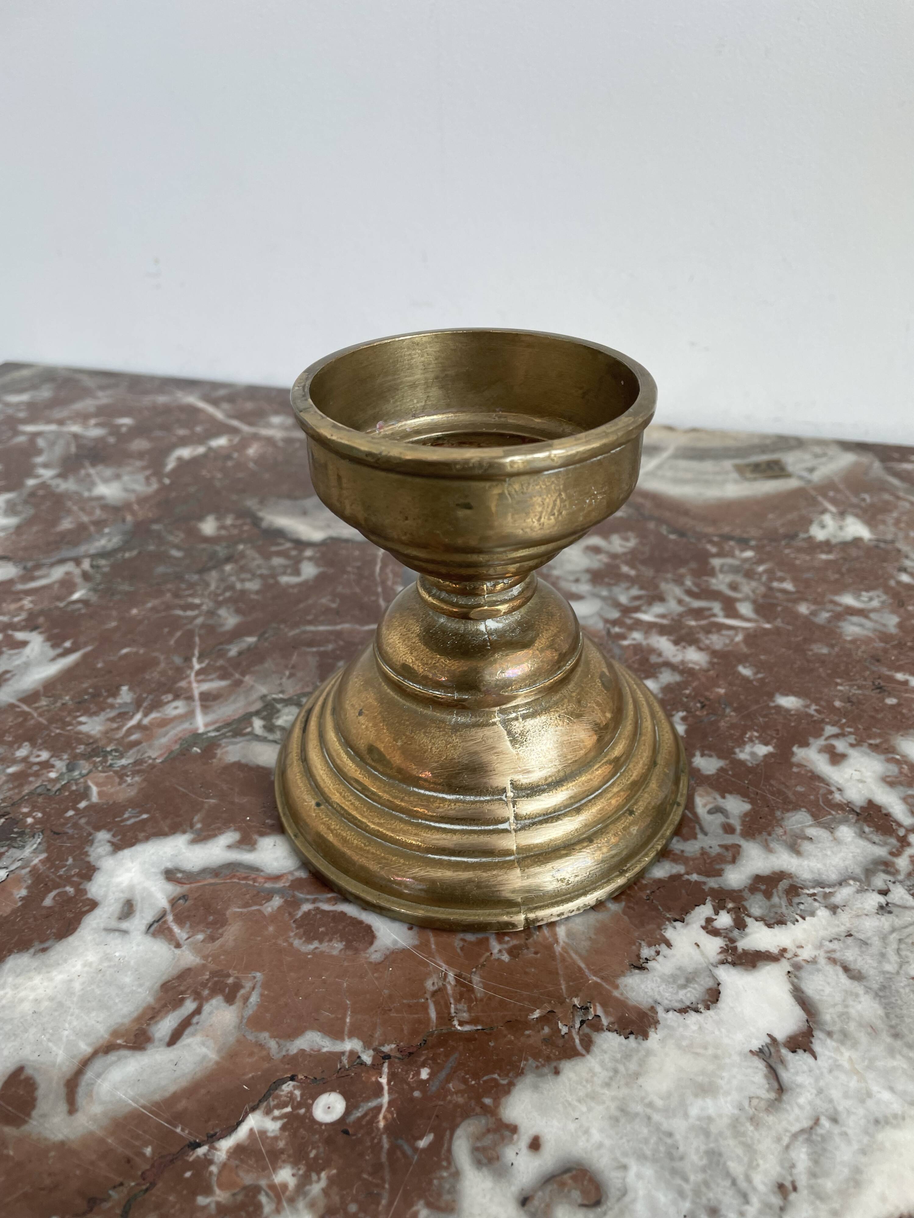 Hand candle holder, cellar rat, brass, gilded, gold, handle, 1950s, decoration, chic, decor, room