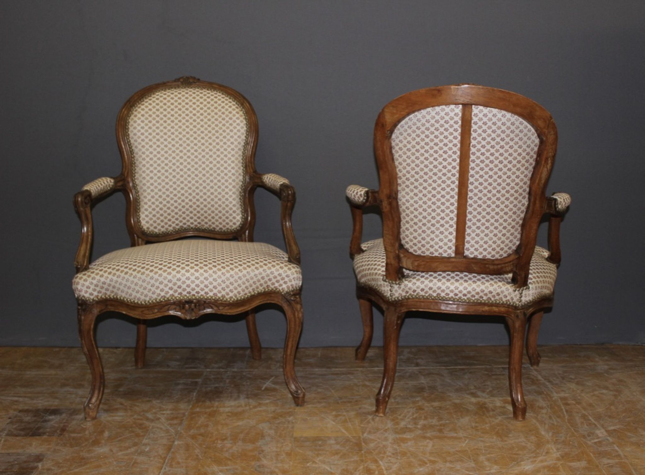 Pair of Louis XV period convertible armchairs