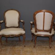 Pair of Louis XV period convertible armchairs
