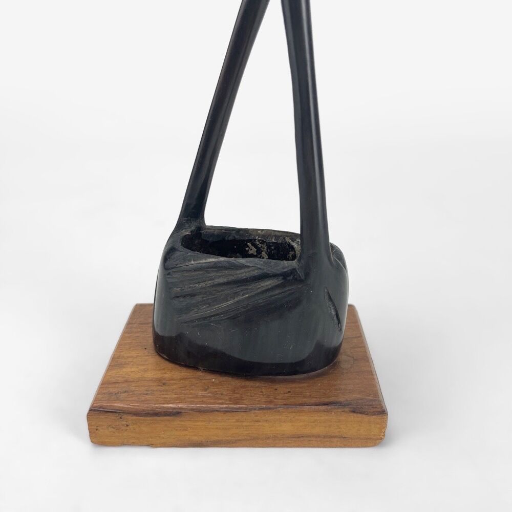 Pair of cranes in carved horn design Mid-Century
