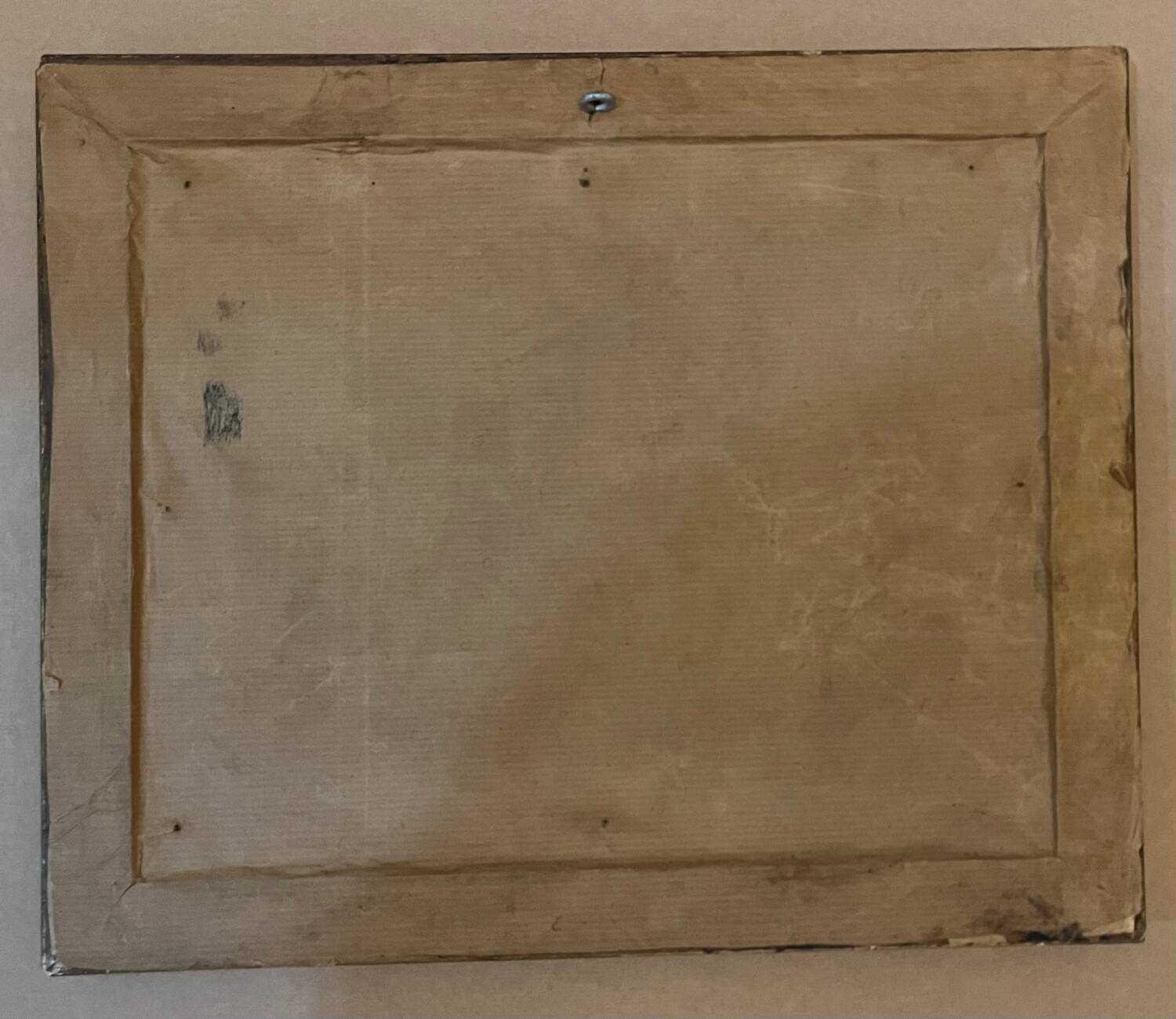 Framed antique engraving under glass