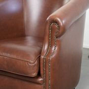 Set of 2 cognac-coloured cow leather club armchairs in English style